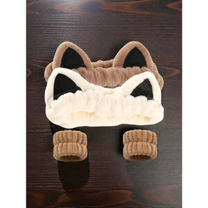 Cat Ears Headband and Wristband Set Washing Face Skincare Makeup For Women Girls